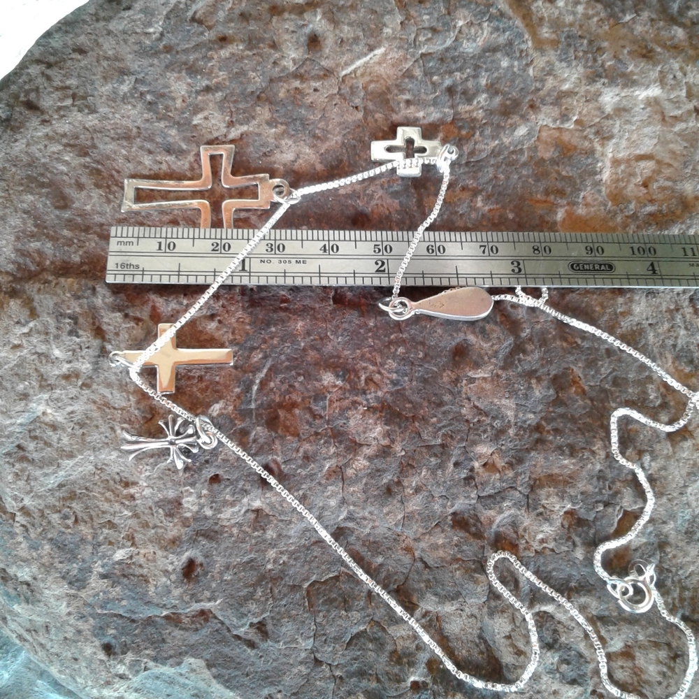 Sterling Silver Cross Charms NECKLACE - Picture 13 of 15